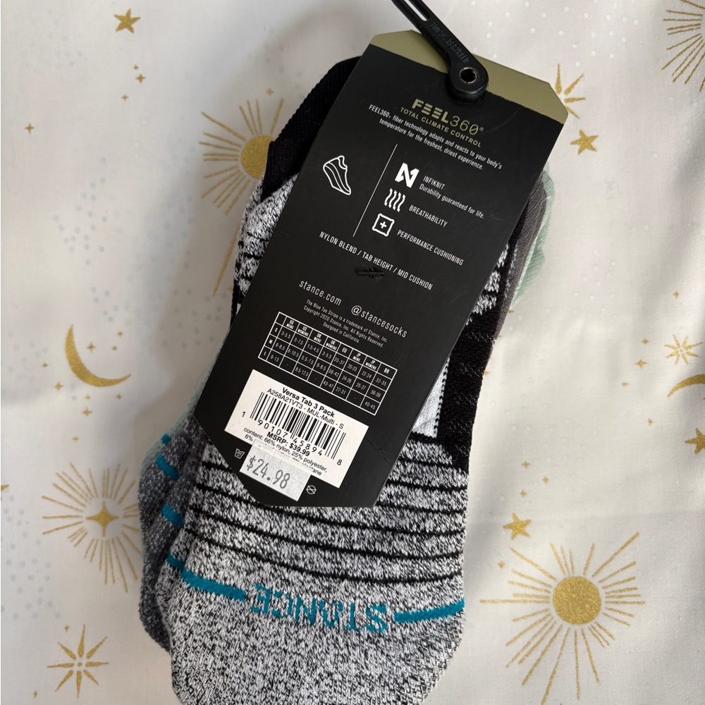 Stance 3-Pack Men's Performance Socks - Gray and Black and Green - Picture 4 of 4